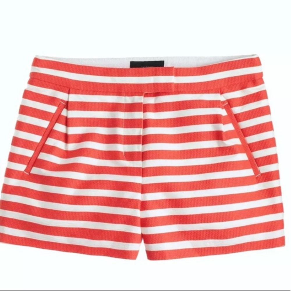 NEW J.Crew Orange & White striped cotton shorts-0